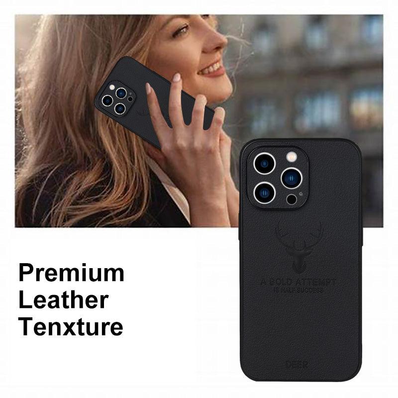 Antler Leather and Pebbled Phone Case For iPhone - Aumoo