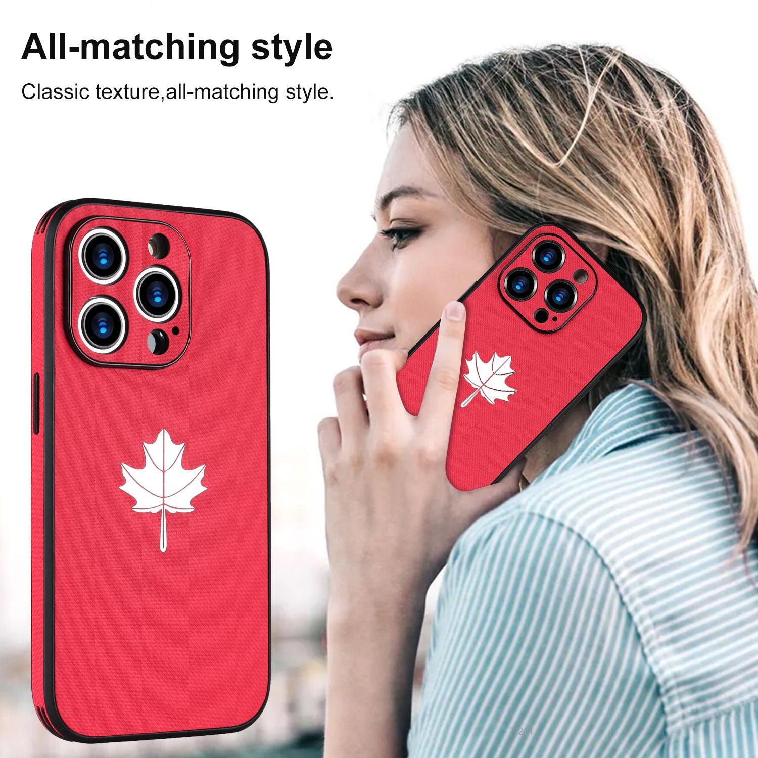 Maple Leaf Leather Phone Case - Aumoo