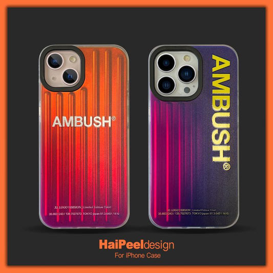 AMBU*H Laser blue gradient fashion personality couple s phone case FOR IPHONE - Aumoo