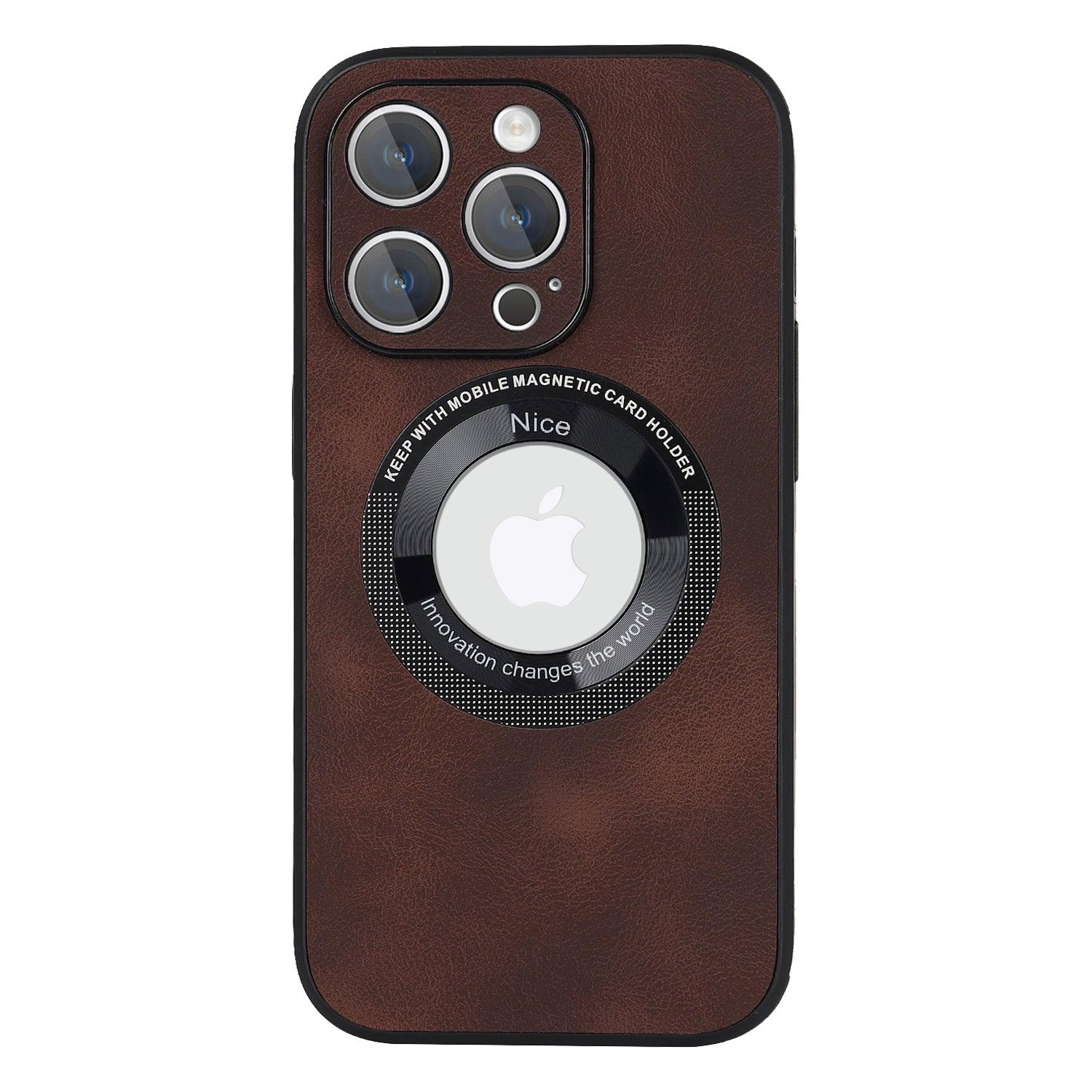 Leather Exposed Label Magnetic Phone Case - Aumoo