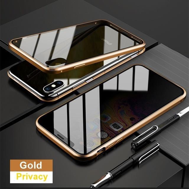Privacy Magnetic Glass Metal iPhone Case - Aumoo