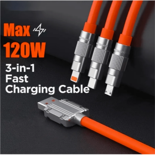 Three In One 120W Super Fast Charging Data Cable