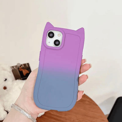 Cat Ears Gradient Color Phone Case For iPhone