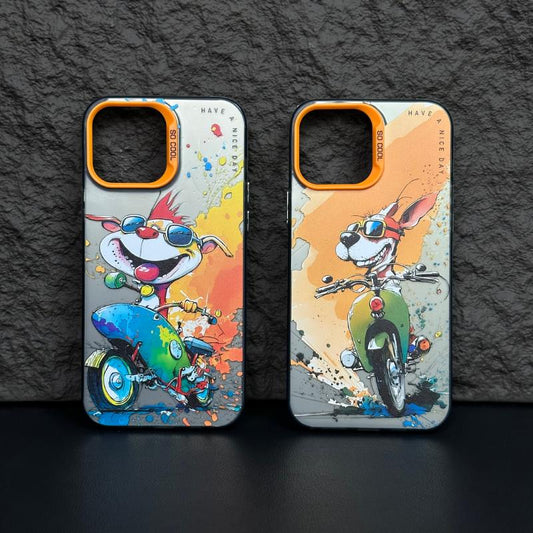 [Biker dog] Oil Painting Personality Phone Case For iPhone