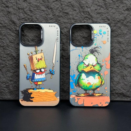 [Knife puppet-Angry duck] Oil Painting Personality Phone Case For iPhone
