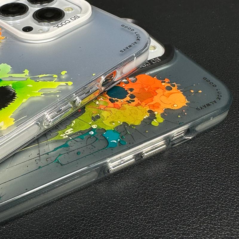 [Oso rosa-oso verde] Funda para teléfono con personalidad de pintura al óleo para iPhone