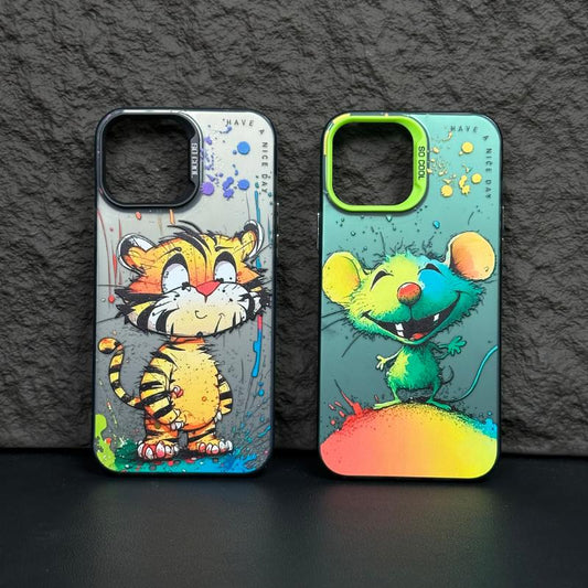 [Little Tiger-Happy mouse] Oil Painting Personality Phone Case For iPhone