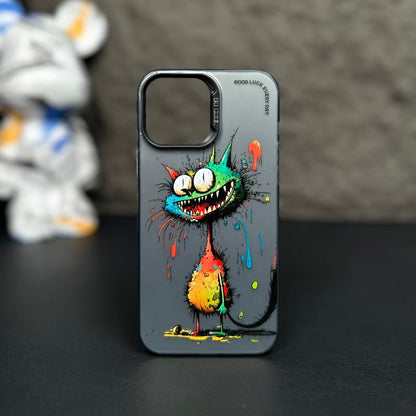 [Gato bomba - Gato cerveza] Caja del teléfono con personalidad de pintura al óleo para iPhone