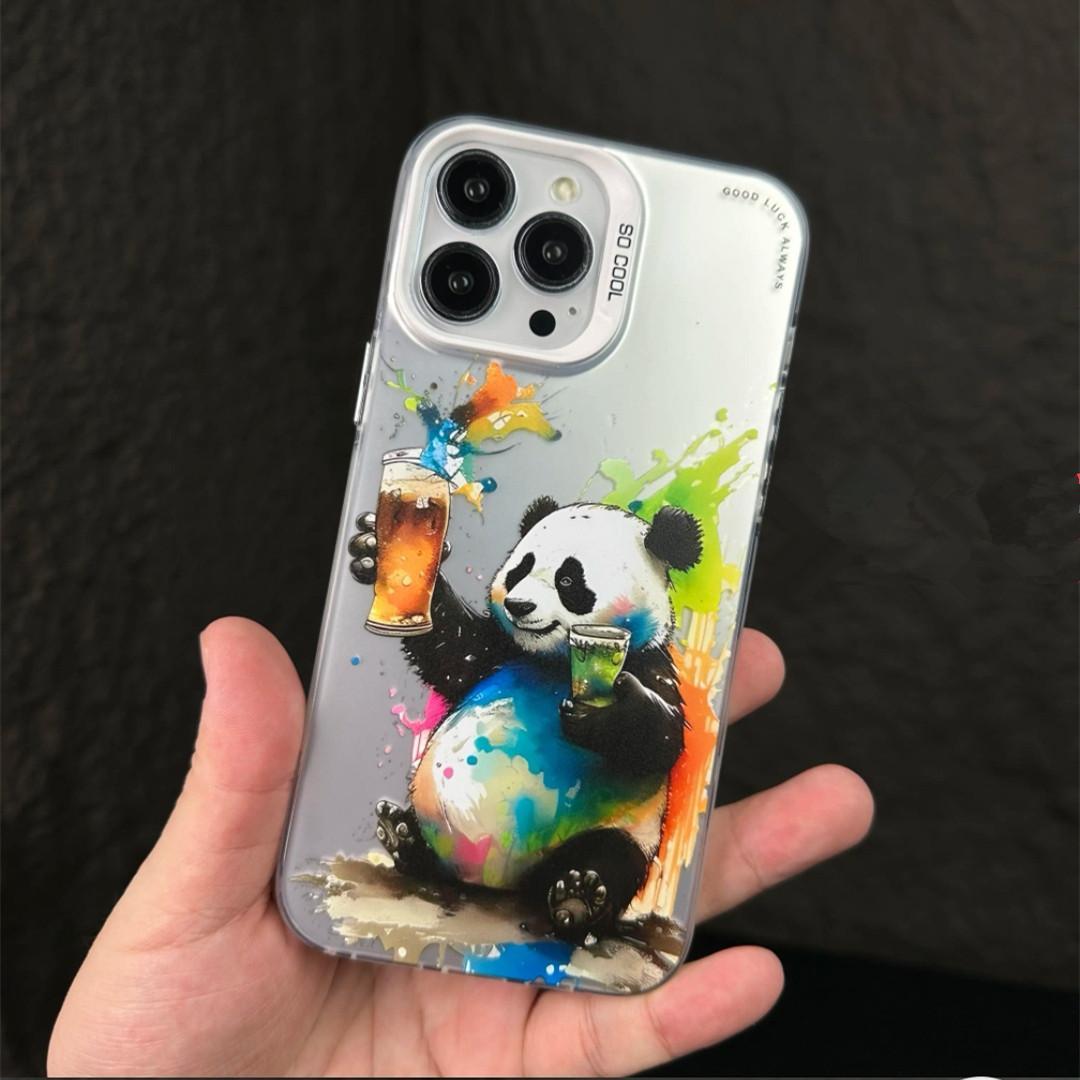 [Panda-Big eye cat] Oil Painting Personality Phone Case For iPhone