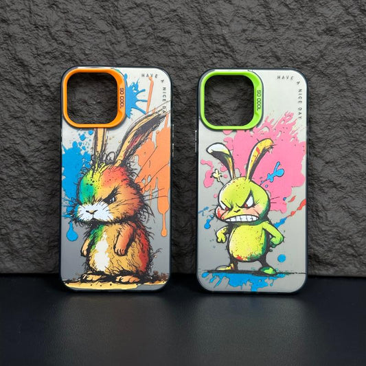 [Angry rabbit-Huff rabbit] Oil Painting Personality Phone Case For iPhone