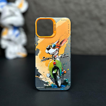 [Biker dog] Oil Painting Personality Phone Case For iPhone