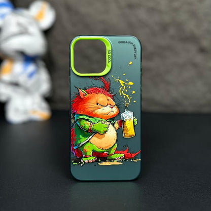 [Bomb cat--Beer cat] Oil Painting Personality Phone Case For iPhone
