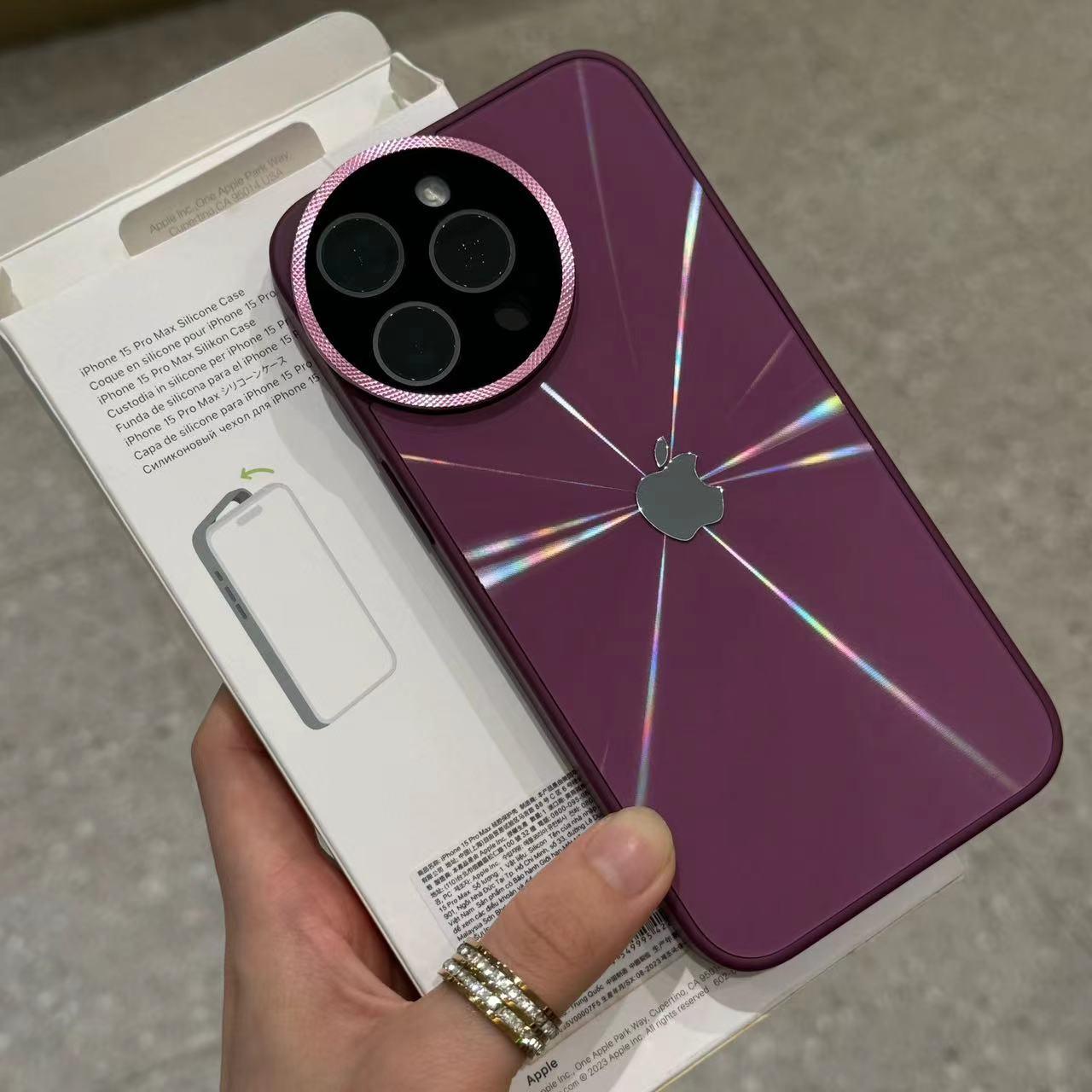 Caja redonda en forma de diamante para teléfono móvil con espejo para la serie iPhone 
