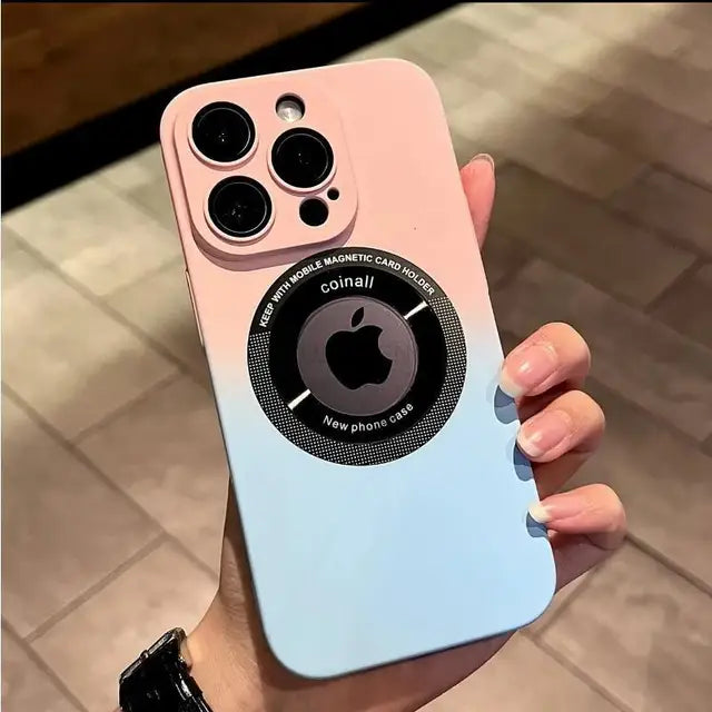 [All-inclusive lensfilm] Tweekleurig leklabel Magnetische zuigkracht Frosted mobiele telefoonhoes VOOR IPHONE