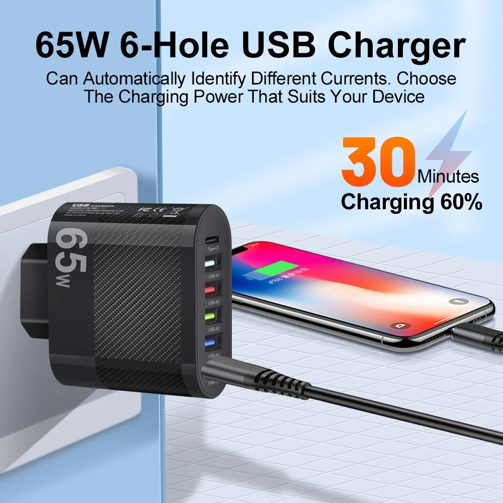 6 in 1 65W PD Fast Charging