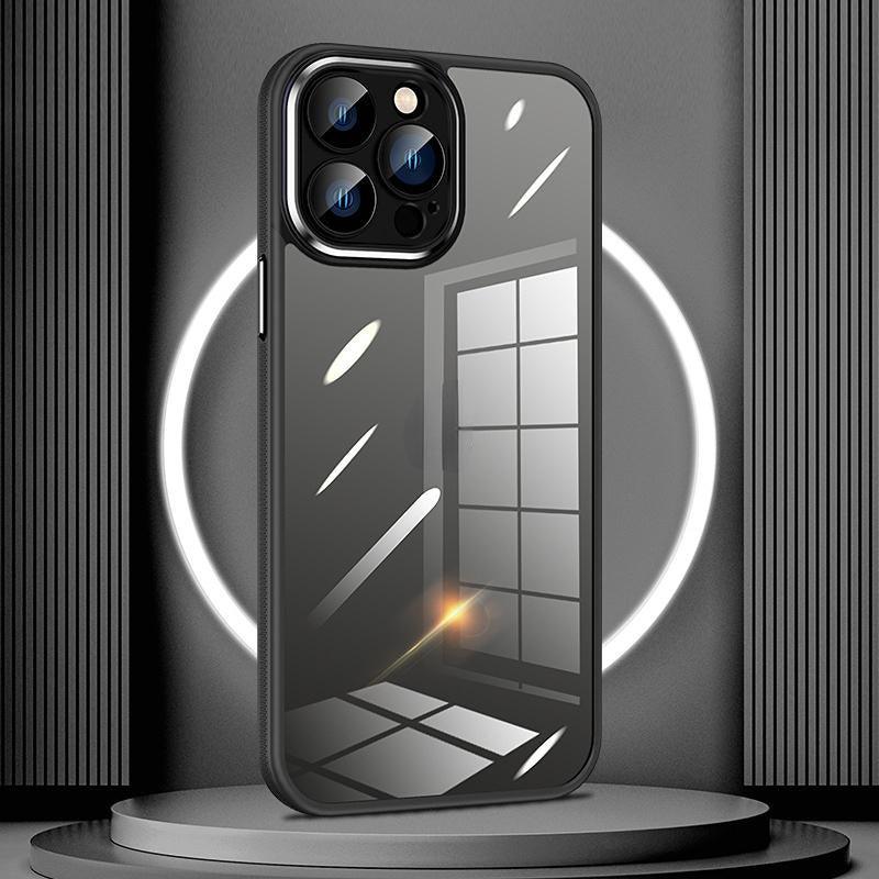 Metal mirror ring with film dustproof transparent protective case FOR IPHONE - Aumoo