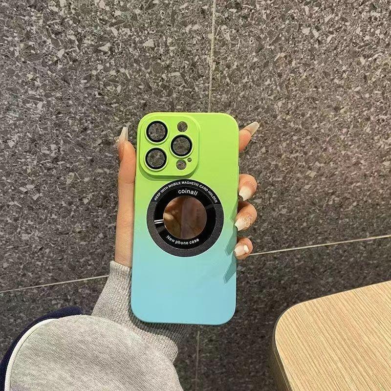 [All-inclusive Lens Film] Two-color Leakage Label Magnetic Suction Frosted Mobile Phone Case FOR IPHONE - Aumoo