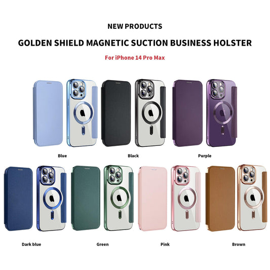 Gold Shield Magnetic Business Mobile Phone Case - Aumoo